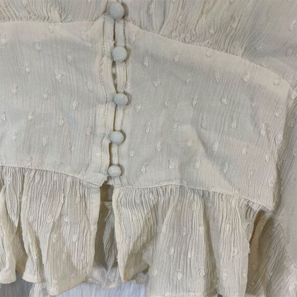 American Eagle Women's medium White V-Neck Long Sleeve Blouse Casual - Picture 4 of 5